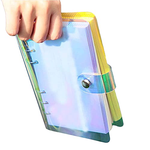 Fantasyon バインダー a5 虹色 pvc 6 穴 システム手帳カバー オフィス用品 ボダン付き 柔らかい