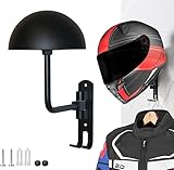 SANGMO 180° Motorcycle Helmet Rack, Rotation Metal Helmet Holder Wall Mount, Helmet Holder Bike with