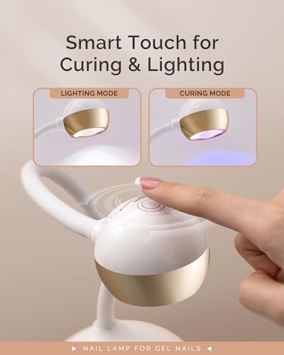 Image of MelodySusie 360 2-in-1 Gooseneck Nail Lamp S-Pro09M for Detail Work | 60s Timer; 2000mAh Battery; 6h Runtime; One-Touch Control; Rhinestone Glue; Solid Nail Glue Gel; Liner Gel
