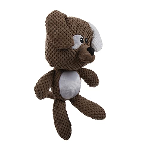 Image of goDog Checkers Dog Squeaky Plush Dog Toy, Chew Guard Technology - Brown, Large
