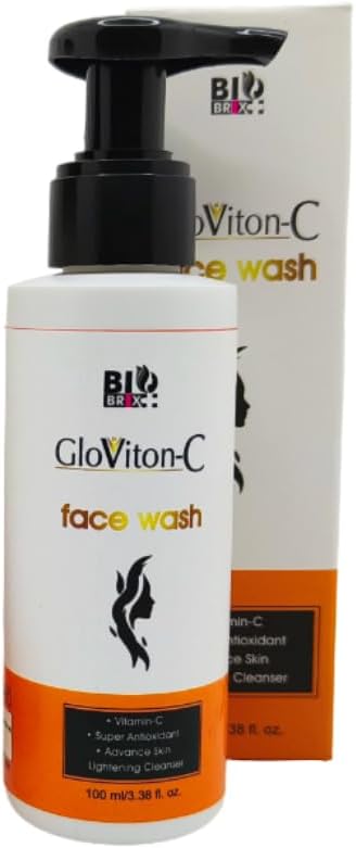 Gloviton C Face Wash with Brightening Complex, AHA & BHA, Vitamin C & Botanical Extracts โ Gentle Daily Facial Cleanser for Skin Radiance & Fresh Feel โ 100 ml