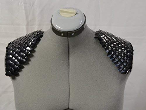 Scale Mail Epaulettes in Knitted Dragonhide Armor - Black Knight4