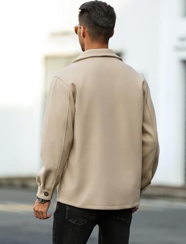 ZAFUL Men's Solid Color Flap Pocket Single Breasted Woolen Blend Coat Turn Down Collar Long Sleeve Jacket4