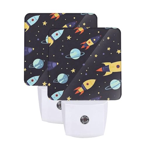 Image of Plane Cartoon LED Plug-in Night Light 2-Pack, Auto Sensor Nightlights Set of 2 for Bedroom Bathroom Corridors