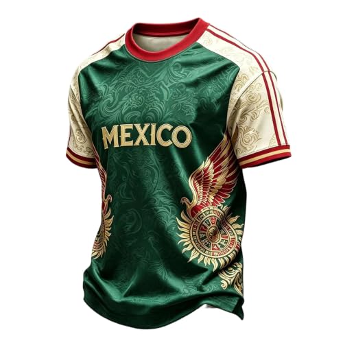 Mexico Jersey for Men Soccer Cup 2026 T Shirts World Soccer Fans Jersey Short Sleeve Crew Neck Mexican Graphic Playeras De Mexico Sport Tee Jerseys