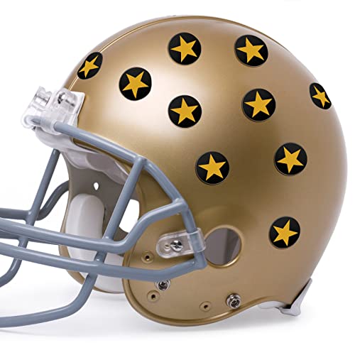 Image of Leinuosen Helmet Stickers Football Baseball Helmet Decals 1-1 /8 Inch Vinyl Sports Football Decals Self Adhesive Hockey Stickers for Hockey, Lacrosse, Batting(Black Print Gold,Star)