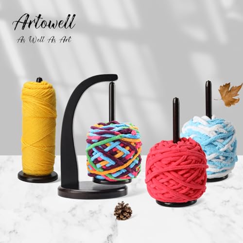 model magnetic pendulum wooden yarn holder for crochetingyarn storage organizer with yarn spinner for ballsdelightful surprise gift for knitting lovers by artowell ebony-colored