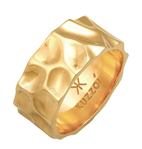 Kuzzoi Herrenring im Hammerschlag Design, Bandring massiv (10 mm) breit in...
