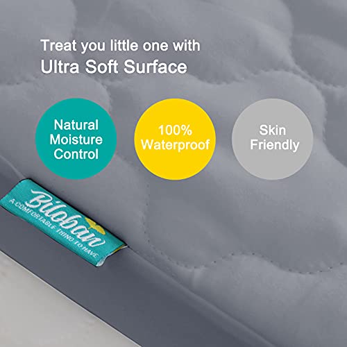Image of Crib Mattress Protector Sheets Fitted Waterproof Mattress Pad Cover 2 Pack | 2 Pack Quilted Improved Thickness Machine Washable Noiseless 52 inch x 28 inch White & Gray for Crib Toddler Bed Mattress up to 9 inch