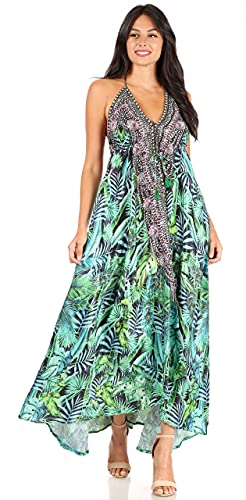 Image of Sakkas Lizi Womens Maxi High-Low Halter Handkerchief Long Dress Beach Party