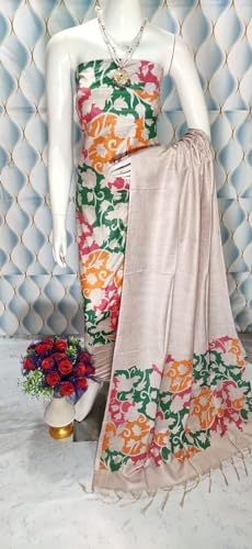 Image of Bhagalpuri Women unstitched Katan Slub Madhubani Screen Print suit Women Unstitched Salwar Suit Dress Material For women & Girls RF174