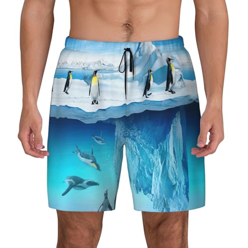 Maillot de bain imprimé pingouins doublure compression haut de gamme pour homme
