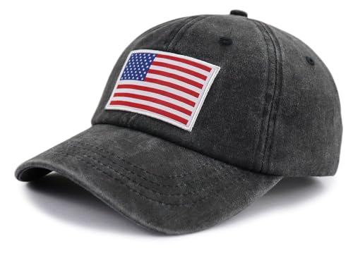 Image of American Flag Hat for Men Women, Funny Adjustable Cotton Baseball Cap