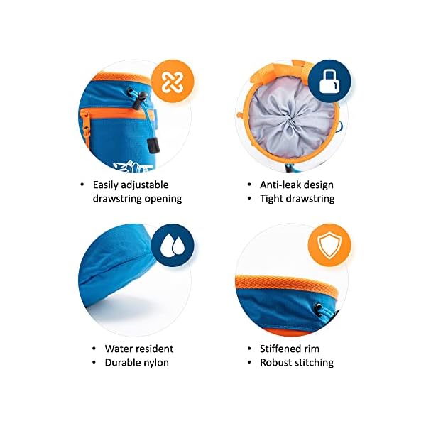 Chalk Bag for Rock Climbing, Climbing Chalk Bag for Bouldering with 2 Large Zipper Storage Pockets, Premium Gym Chalk Bag for Weightlifting, Great Gift and Rock Climbing Gear - Image 2