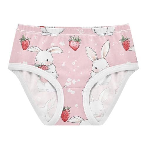 Wusikd Cute Rabbits Girls' Underwear Cotton Strawberries Pink Girls Briefs Soft Toddler Underwear 2T