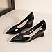 Women's Patent Leather Classic 2.17-Inches Wedges Pumps Fashion Comfortable Pointed Closed Toe Slip On Shallow Mouth High Heel Dressy Shoes for Wedding Work Office Party (Black,8)