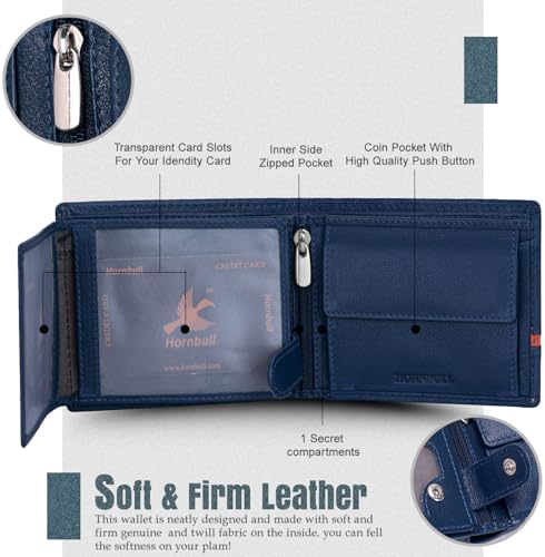 HORNBULL Denial Leather Combo Gift For Men | Wallets Men With Rfid Blocking | Mens Wallet (Bw104150),blue