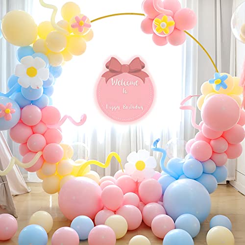 Image of Fomcet 6.6ft Round Backdrop Stand Gold Circle Arch Metal Wedding Arch | Circle Backdrop Stand Round Arch Stand Balloon Arch Frame for Wedding Ceremony Birthday Party Baby Shower Bridal Decorations