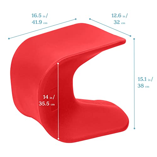Image of ECR4Kids Wave Seat Perch Stool, 14in - 15.1in Seat Height, Flexible Seating, Red, 2-Pack