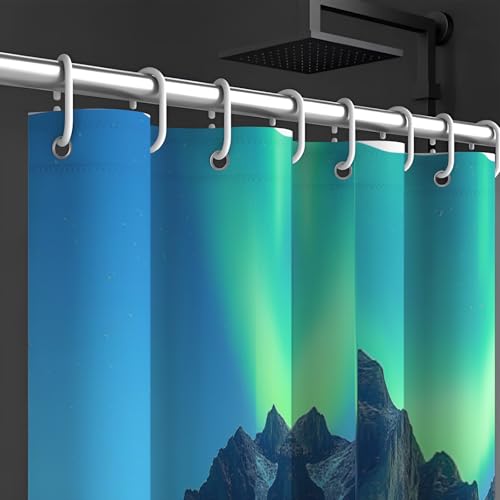Rideau de douche anti moisissure vert imperméable en tissu avec crochets