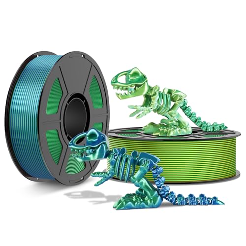Image of Dual Color Silk PLA Filament 1.75mm 3D Printer Filament Bundle, 2kg Spool (4.4lbs), Dimensional Accuracy + /- 0.03 mm, Fit Most FDM 3D Printers (Yellow Green + Blue Green)