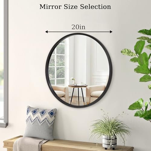 Image of AOAOPQ Black Round Mirror for Wall Small Round for Bathroom Entryway Living Room Hallway Matte Frame Mirrors Anti Rust Hangs Tempered Glass for Bedroom Entry Dining Room
