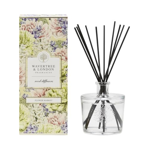 Wavertree & London Natural Flower Market Scented Reed Diffusers Set - Long Lasting Aromatherapy Air Freshener Diffuser with Sticks for Home & Office | 250ml Scented Diffuser with 6 Months Scent Life