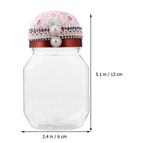 Knitting Supplies Accessories Pin Cushion Jar Mini Scissors Thimble Hand Needles Pin Cushion Bottle Sewing Craft Pin Cushion For Sewing (White) Plastic Container #TOP1