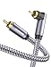 SOUNDFAM Subwoofer Kabel 90 Grad Cinch Kabel Rechtwinkliges RCA Subwooferkabel Digital Audio Koaxial Kabel für Wandmontierter TV Soundbar - Grau 8M