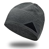 Leichte Beanie-Mütze, Atmungsaktiv & Wärmend, Dehnbar & Helmtauglich, Für Laufen, Radfahren & Outdoor-Sport, Unisex Skull Cap für Damen und Herren Dunkelgrau