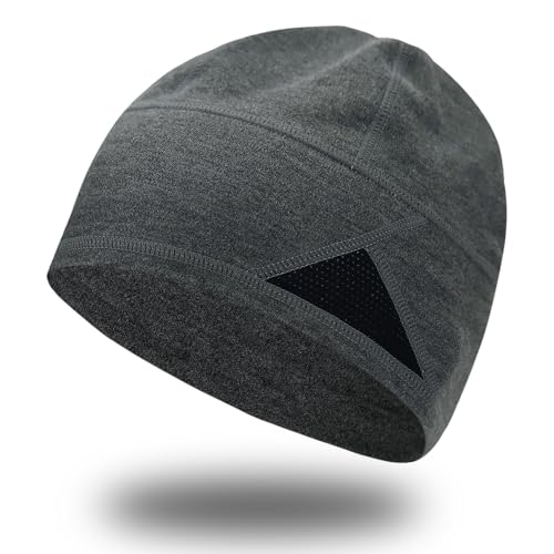 Shecret Leichte Beanie-Mütze, Atmungsaktiv & Wärmend, Dehnbar & Helmtauglich, Für Laufen, Radfahren & Outdoor-Sport, Unisex Skull Cap für Damen und Herren Dunkelgrau