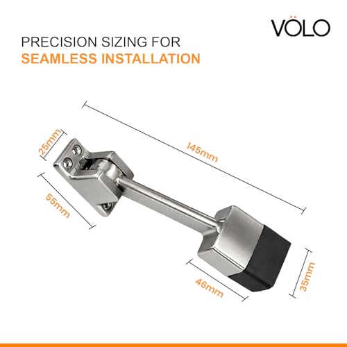 Image of Volo Silver Satin Finish 5 Inch Square Fully Heavy Body Powerful Working Door Stopper (Color: Silver)