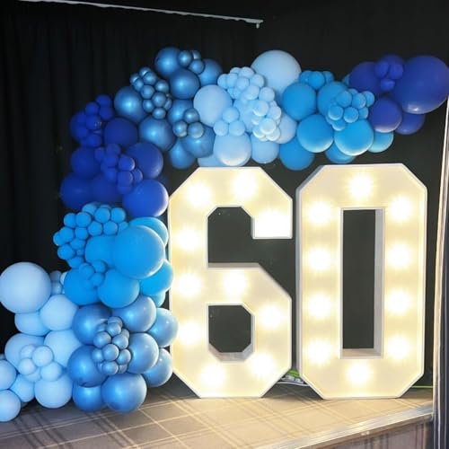 Image of BAUANOOY Blue Balloons Metallic Blue Balloon, 60pcs 12 Inch Chrome Baby Pearl Blue Balloons Navy Latex Balloon for Baby Shower Graduation Birthday Party Decorations