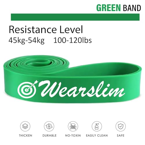 Image of Wearslim Natural Rubber Professional Pull Up Exercise Resistance Band With Door Anchor For Gym, Home Workout & Physical Therapy - 90-220Lbs (Color May Vary)