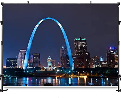 The Arch in The City of st Louis Night Skylines Pictures Backdrops Photography Backdrops Party Decoration Supplies Durable Photography Background Banner Portrait Studio Booth Photobooth Props 5x7ft