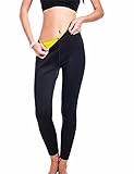 Fittoo Neoprene Sauna Sweat Hot Slimming Suit Thermo Pants Leggings Black & Yellow(2XL)