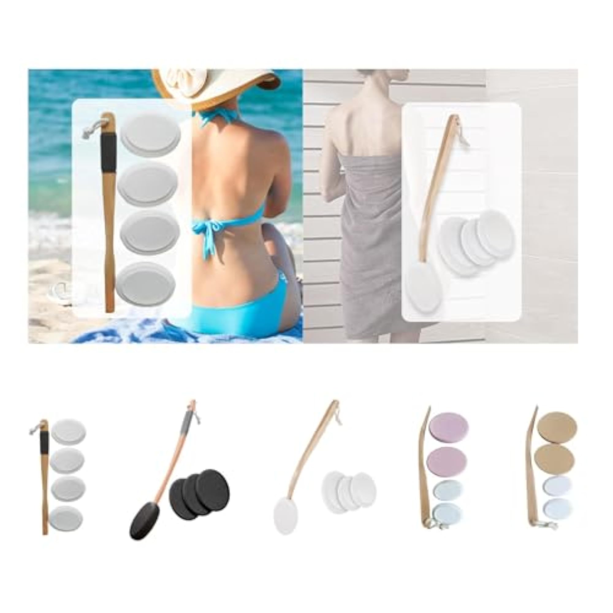 Back Lotion Applicator Body Brush, White