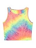 SweatyRocks Women's Tie Dye Sleeveless Workout Casual Cropped Tank Top Shirts Multicoloured M