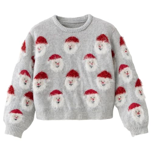 Boys Girls Ugly Christmas Sweater Santa Long Sleeve Knit Xmas Pullover Sweaters for 2-12 Years