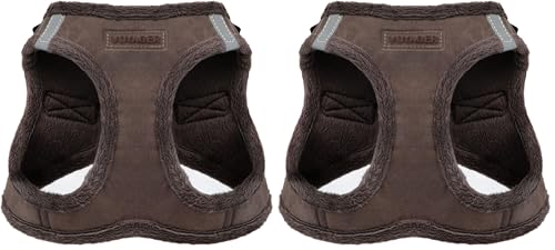 Voyager Step-in Plush Dog Harness – Soft Plush, Step in Vest Harness for Small and Medium Dogs by Best Pet Supplies - Chocolate Suede, XL (Chest: 20.5-23") (Pack of 2)