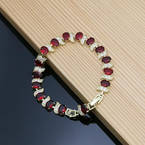 Image of LMXXVJ Fashion Tennis Bracelet Created Emerald White Gold Plated Charm Bracelet Gifts Jewelry for Women