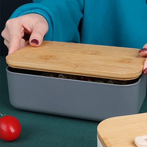 Lunc Boxes Scatola portapranzo in Legno dai Colori Moderni, Utilizzabile nel microonde e nel detersivo, 2 Scomparti, a Prova di perdite, Adatta per Le Famiglie