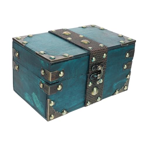 LIFKOME Caja cofre retro pendientes de collar cofre almacenamiento de pendientes de collar cofre de contenedor organizador anillo pendientes en el de madera Navy