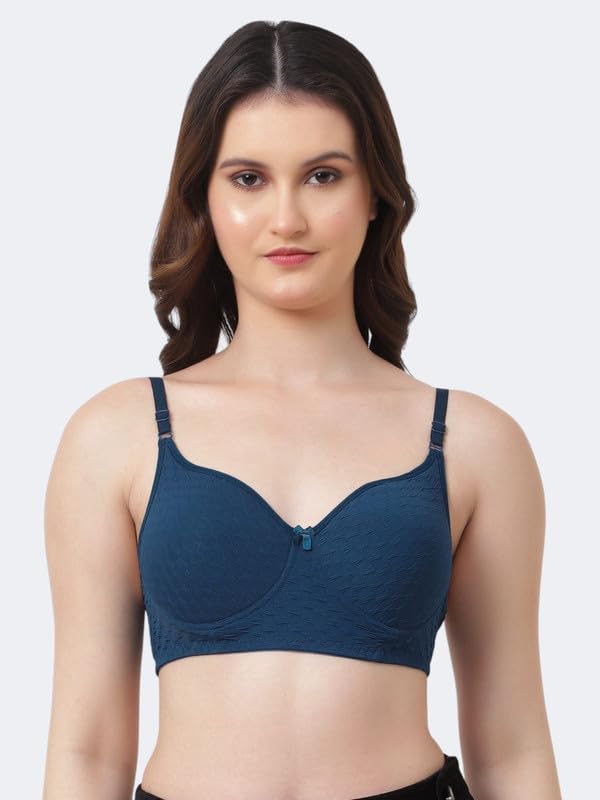 Image of Women's Cotton Full Coverage Lightly Padded Wirefree T-Shirt Bra Combo Pack of 3