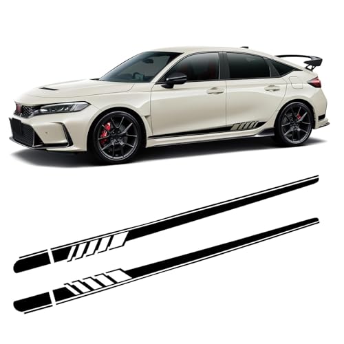 Image of ijuicy 2 PCS Car Body Decoration Decals, Waterproof BK Material Sports Style Long Stripes Side Skirt Stickers, Vehicle Personalized Decorative Accessories, Suitable for Most Car Models (Black)