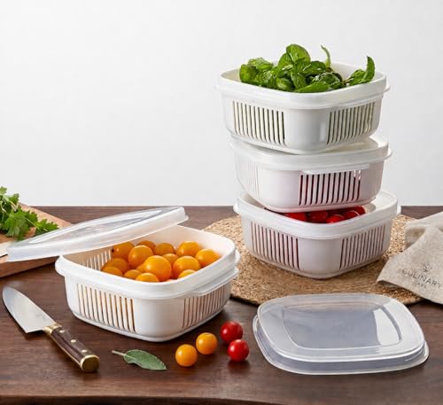 Image of ITALIX 12 Pcs Kitchen Storage Containers with Lid & Drain Basket Set, Fridge Organizer Boxes for Fruits Vegetables, Food Storage Containers, BPA Free Plastic Refrigerator Storage Containers