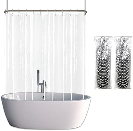 YISURE Clawfoot Tub Shower Curtain, Wrap Around Clear Shower Curtain Liner with 6 Bottom Magnets PEVA Extra Wide Bathtub Curtain for Bathroom Vintage Freestanding Tub 180’’W x 70’’L