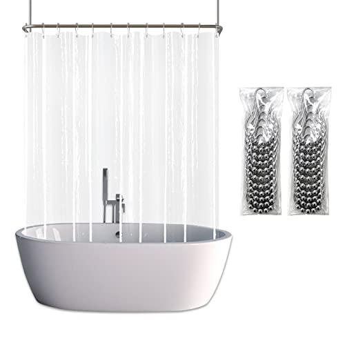 YISURE Clawfoot Tub Shower Curtain, Wrap Around Clear Shower Curtain Liner with 6 Bottom Magnets PEVA Extra Wide Bathtub Curtain for Bathroom Vintage Freestanding Tub 180’’W x 70’’L by YISURE - Used condition - US$26.77