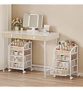 HapiRm Rolling Makeup Organizer Cart- Under Desk Vanity Storage Sliding Mesh Drawer, Floor Nail C...