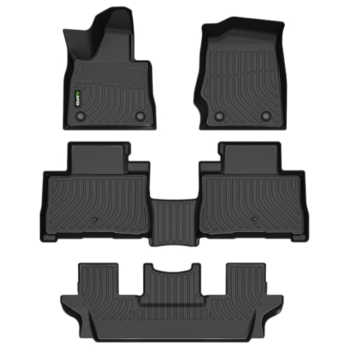 Image of HAFIDI Floor Mats Fit for 2020-2025 2026 Lincoln Aviator 6 Seats All Weather Protection TPE Anti-Slip Automotive Floor Liners, Fits 1st & 2nd & 3rd Row Full Set Custom 2026 Aviator Accessories, Black